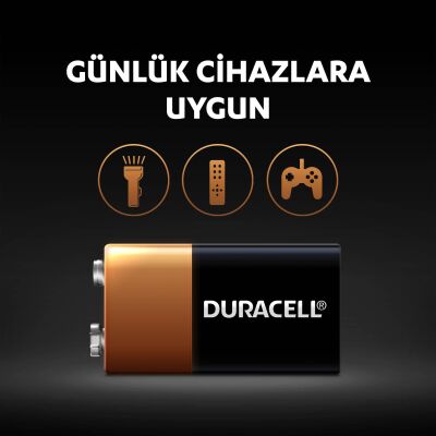 Duracell Alkalin 9V Pil, (6LR61 / MN1604), 1'li Paket - 4