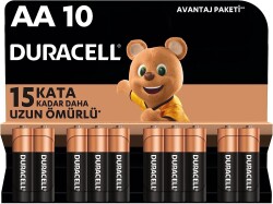 Duracell Alkalin AA Kalem Pil, 1,5 V LR6/MN1500, 10’lu Paket - DURACELL