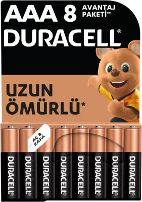 Duracell Alkalin AAA İnce Kalem Pil 1,5V (LR03 / MN2400), 8'li Paket - 1