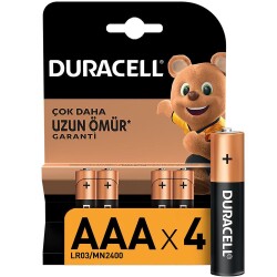 Duracell Alkalin AAA İnce Kalem Pil, 4’lü paket - DURACELL
