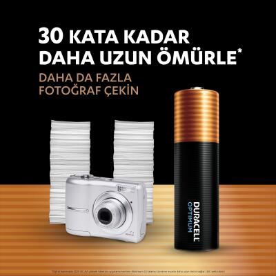 Duracell Optimum AA Alkalin Kalem Pil, 1,5V (LR6 / MN1500), 8’li Paket - 6