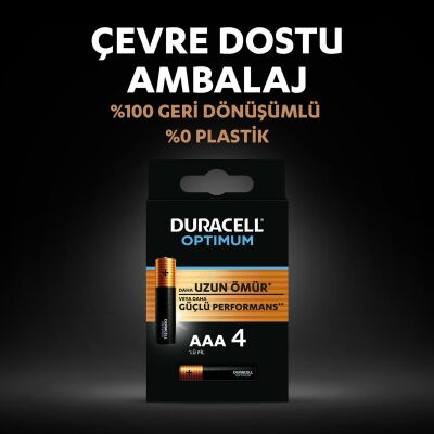 Duracell Optimum AAA Alkalin Pil, 1,5 V LR03 MN2400, 4’lü paket - 6