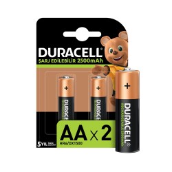 Duracell Şarj Edilebilir AA 2500mAh Piller, 2’li paket - DURACELL