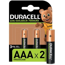 Duracell Şarj Edilebilir AAA 750mAh Piller, 2’li paket - DURACELL